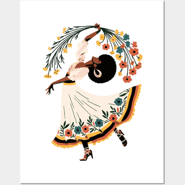 Folk Woman Dancing Wall Art by CraftyDesign66